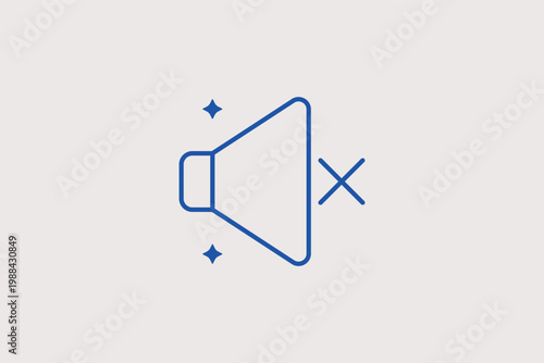 Muted speaker volume line icon for audio silence and quiet mode interface settings. Simple Vector Illustration for media player controls and notification preference dashboards.