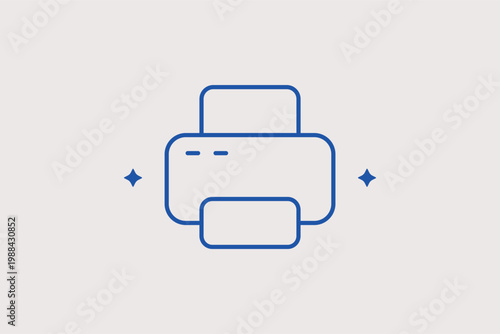 Desktop laser printer line icon for document hardcopy and office equipment management. Practical Vector Illustration for administrative service guides and technical hardware reviews.