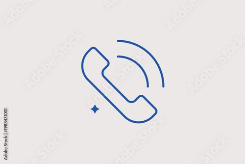 Phone handset with signal waves line icon for telecommunication services and incoming call alerts. Helpful Vector Illustration for contact us pages and mobile app communication interfaces.