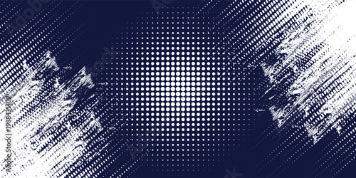 Dots halftone white and blue color pattern gradient grunge texture background.modern