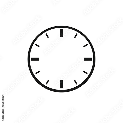 Blank clock face with hour marks no hands white background measurement template minimalist no hands isolated interface schedule deadline