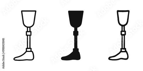 Prosthetic Leg Icon Set, Orthopedic Prosthesis and Artificial Limb Symbols, Disability Healthcare Icons