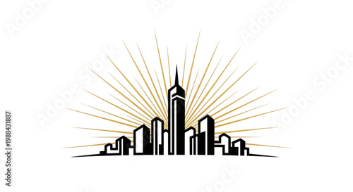 Urban Sunrise: A Modern Cityscape Design Embodying Progress and Architectural Brilliance