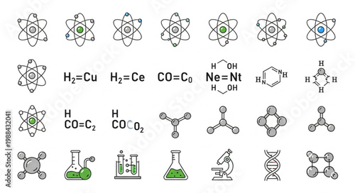 Collection of chemical formulas and scientific symbols.