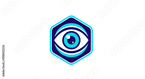 Visionary Hexagonal Eye Emblem Modern Logo Design