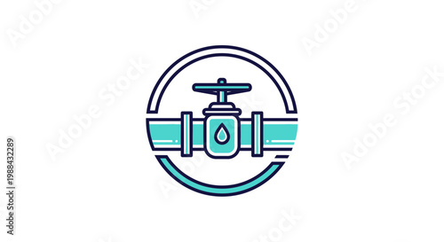 Water Flow Valve Symbol: Illustration Of Plumbing Systems And Infrastructure Icon Design