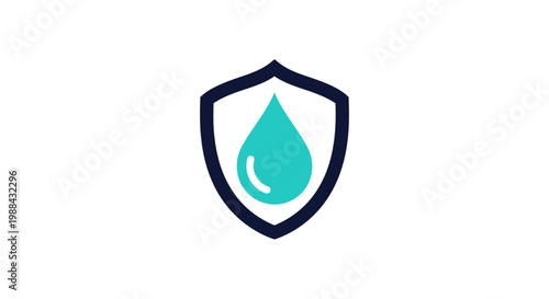Water Protection Shield: Secure Hydration Symbol, Aqua Drop Icon, Guarded Aqueous Essence