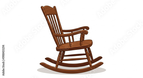 Wooden Rocking Chair Isolated on White Background