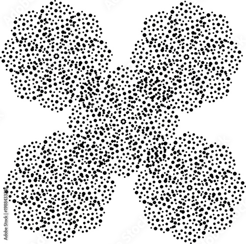 Abstract floral pattern composed of numerous small dots against a white background, creating a unique and artistic visual effect