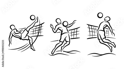 Dynamic Sepak Takraw Action - Artistic Line Drawings Depicting Athleticism.