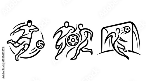 Dynamic Soccer Action - Striking, Dribbling, and Scoring in Play.