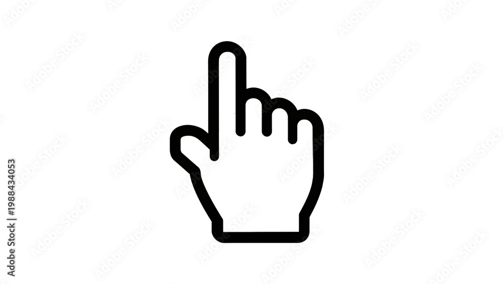 Fototapeta premium Pixelated hand cursor pointing up, isolated on transparent background