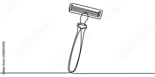 Single continuous line drawing of a manual razor for shaving on a plain white background Vector, illustration