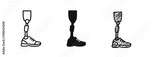 Prosthetic Leg Icons: Artificial Limb, Disability Support, and Medical Technology Concept