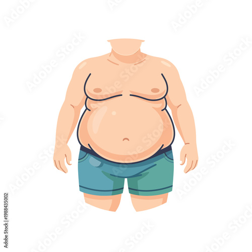 Vector of a person with an overweight body type wearing a black bra and green shorts.