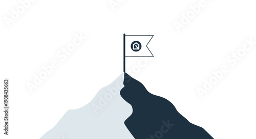 Flag on top of mountain peak.