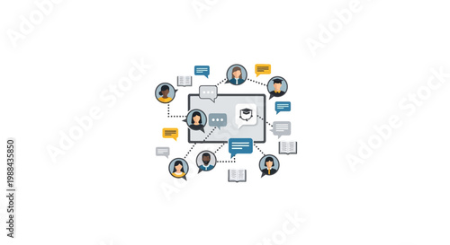 Flowchart diagram with icons and lines.