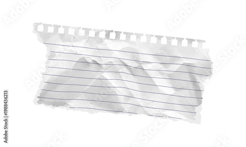 Paper piece torn corner rip with isolated scrapbook lined grid background. Old letter angle template of copybook striped sheet crumpled wrinkled texture notebook for school collage. Vector illustratio