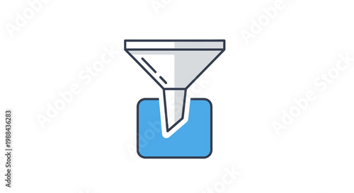 Funnel pouring into a box.