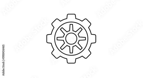 Gear icon with sun symbol.