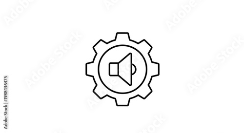 Gear icon with sound speaker.