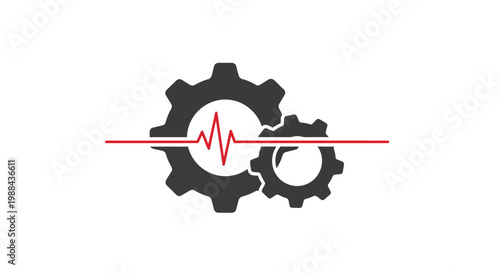 Gears with heartbeat line symbol.