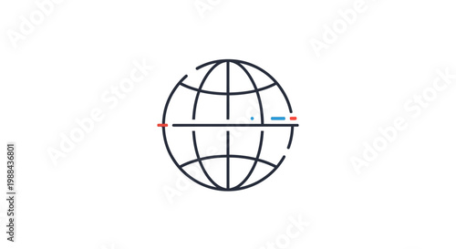 Globe with red line crossing.