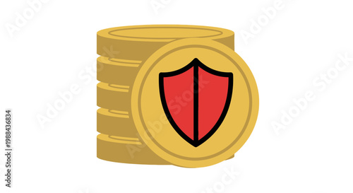 Golden coins with shield emblem.