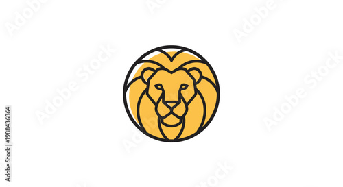 Golden Lion Head Icon Graphic Design.