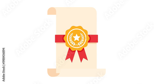 Golden Seal with Red Ribbon Emblem.