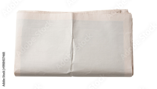 Photos Folded blank newspaper pages with soft creases, isolated on transparent backgrou