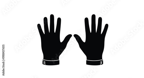 A stark black and white illustration depicts two open human hands facing forward high quality professional
