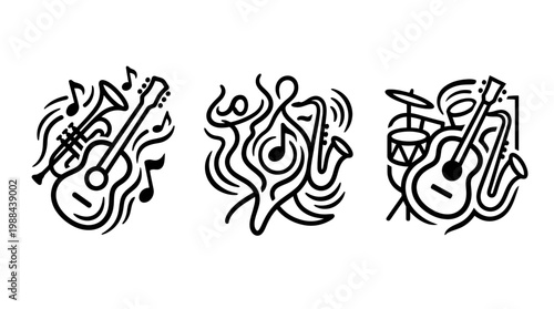 Abstract Musical Instruments Representing Music and Artistic Expression.