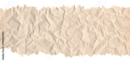 Border ripped vintage cardboard with torn edges of beige paper. Rip crumpled poster. Wrinkle page texture and tan worn notebook. Realistic crumble empty border with torn edges for collage