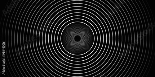 Create a bold look with a centric circle background featuring vector graphics of sound waves.