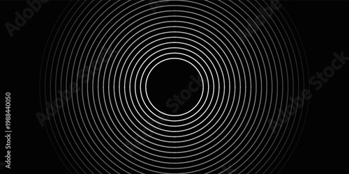 Create a bold look with a centric circle background featuring vector graphics of sound waves.