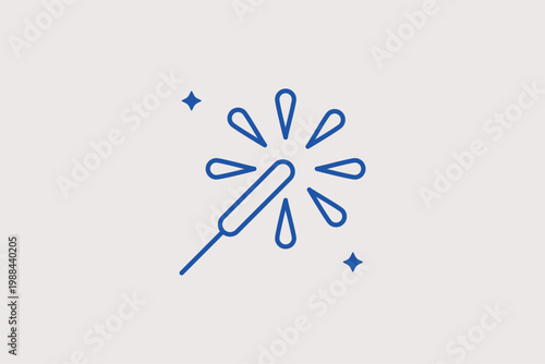Sparkling hand sparkler line icon for wedding send-offs and festive night celebrations. Bright Vector Illustration for holiday greeting graphics and outdoor party photography tips.
