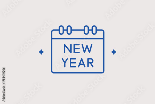 New Year calendar line icon for holiday planning and annual celebration reminders. Seasonal Vector Illustration for winter event schedules and festive marketing campaign calendars.