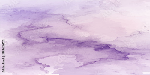 Abstract watercolor sky background with soft cloud textures and purple cloudy cloudscape creating a peaceful aerial view of nature above the horizon