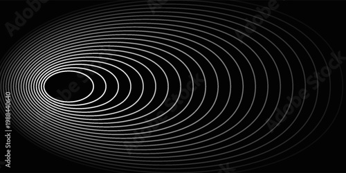 Create a bold look with a centric circle background featuring vector graphics of sound waves.