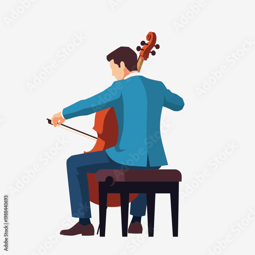 Cellist Playing Melodic Performance on Stage with Passion
