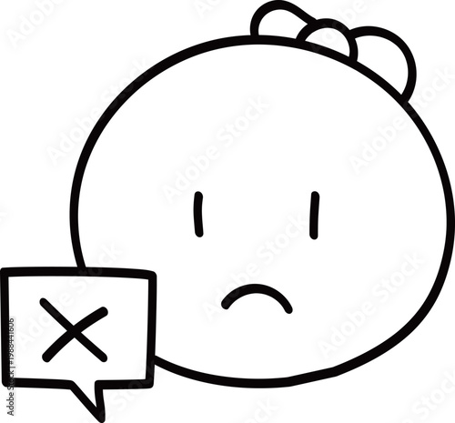 Sad Character with Dislike Notification Icon