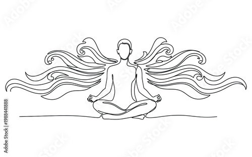 A Person Sitting in Meditation with Flowing Hair