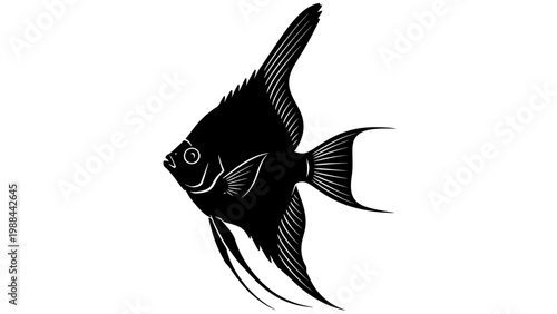 Black Angelfish Silhouette Vector Illustration