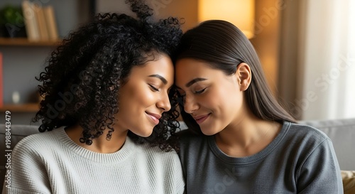 Two Women Sharing a Tender Moment of Connection and Affection.