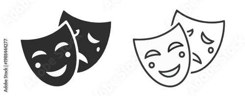 Comedy and Tragedy Theater Masks Icons drama