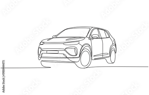 Continuous one line of a luxury car, sleek minimalist design.