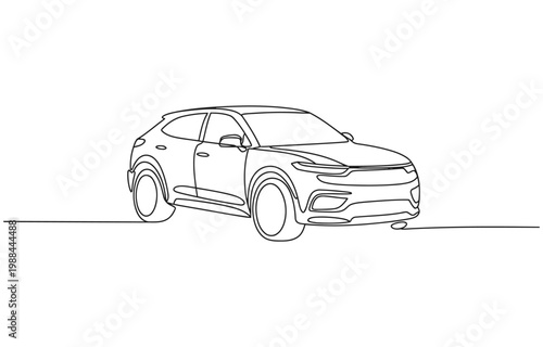 Continuous one line of a luxury car, sleek minimalist design.