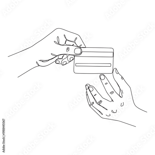 hands exchanging a credit card vector illustration
