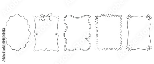 Hand-drawn decorative festive frames with bows illustration, for product design, wedding decor, menu, cards, invitation